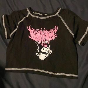 Kuromi Sanrio black and pink crop top baby tee
